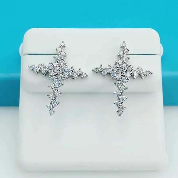 "925 Sterling Silver CZ Beautiful Earrings for Women, 1USPAR4117 - Picture 4 of 11